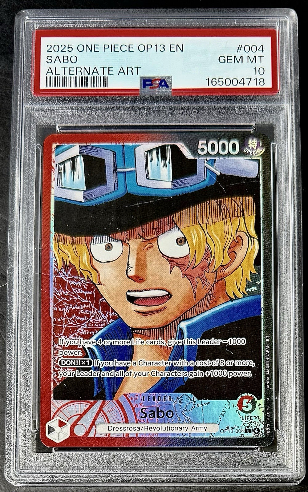 PSA 10 One Piece OP13-004 L* - Sabo - Alt Art - EN - Carrying on His Will