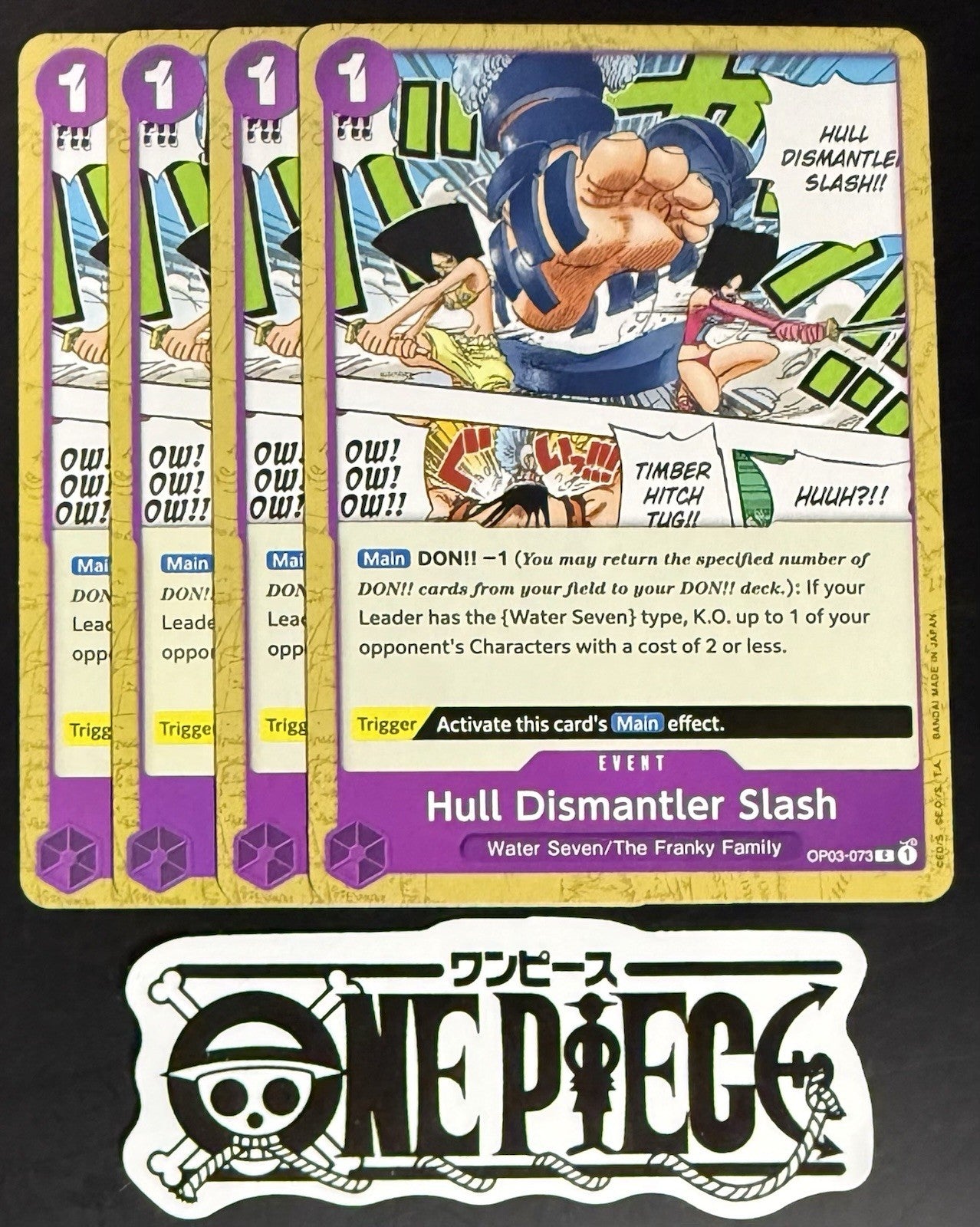 4x One Piece OP03-073 C Hull Dismantler Slash - English - Regular - Playset-NM/M