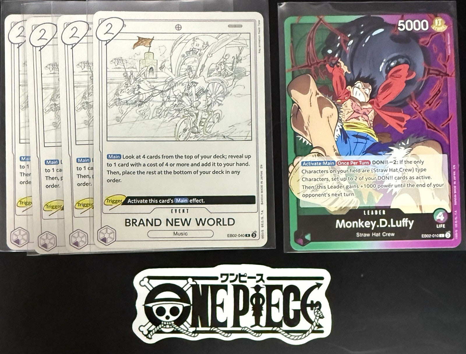 4x One Piece EB02-040 R Brand New World + Leader- English-Foil-Play Set-TCG-Mint