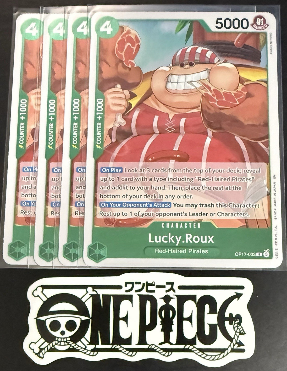 4x One Piece OP17-033 R - Lucky.Roux - EN - Foil - Play Set - TCG - NM/M