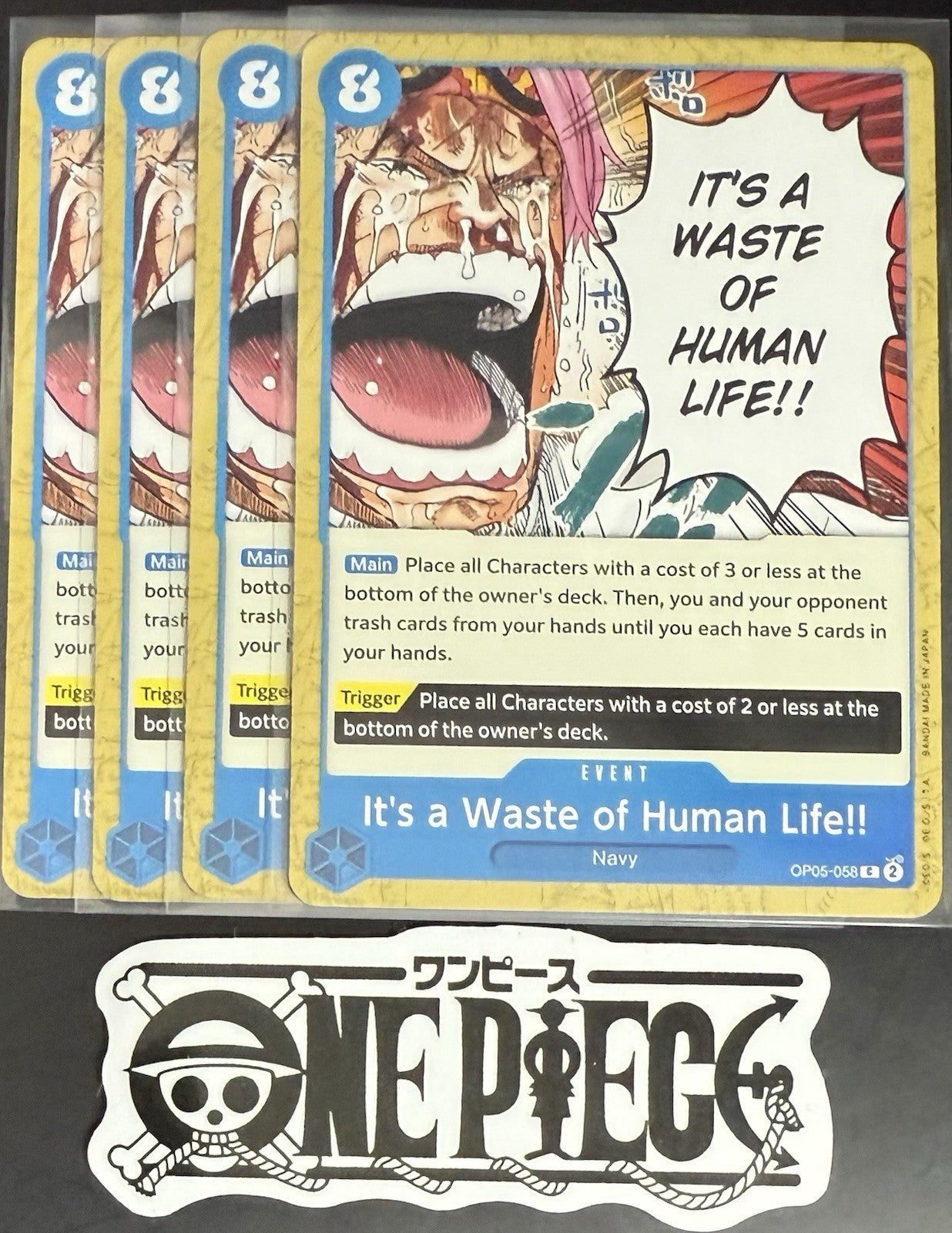 4x One Piece OP05-058 C It's a Waste of...- English - Regular - Play Set - NM/M