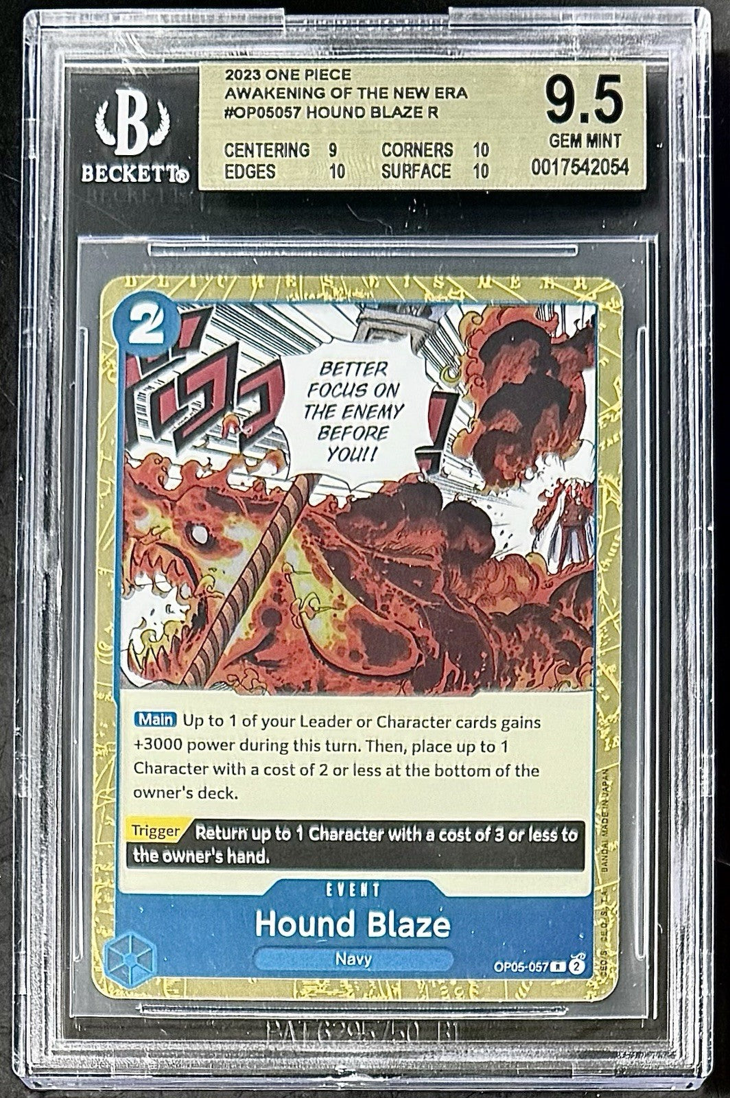 BGS 9.5 One Piece OP05-057 R Hound Blaze - English - Awakening of the New Era