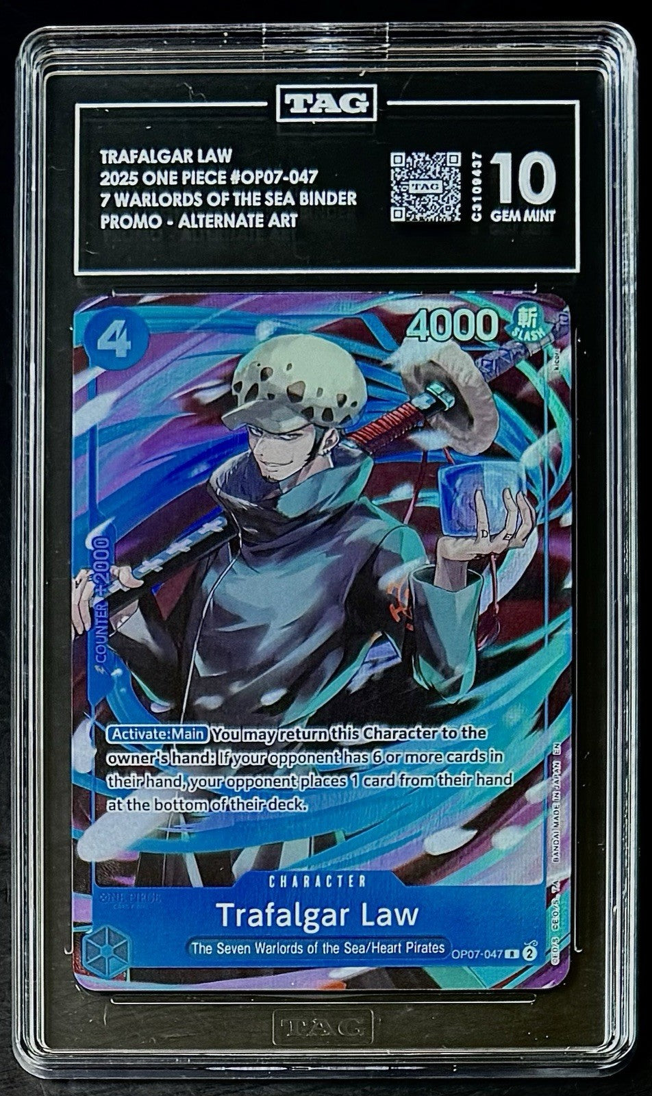 TAG 10 One Piece OP07-047 R - Trafalgar Law - Alt Art - EN - Foil - Graded