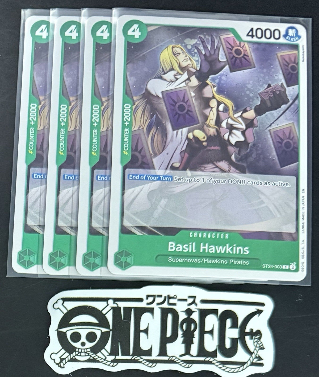 4x One Piece ST24-003 C Basil Hawkins - English - Regular - Playset - TCG - NM/M