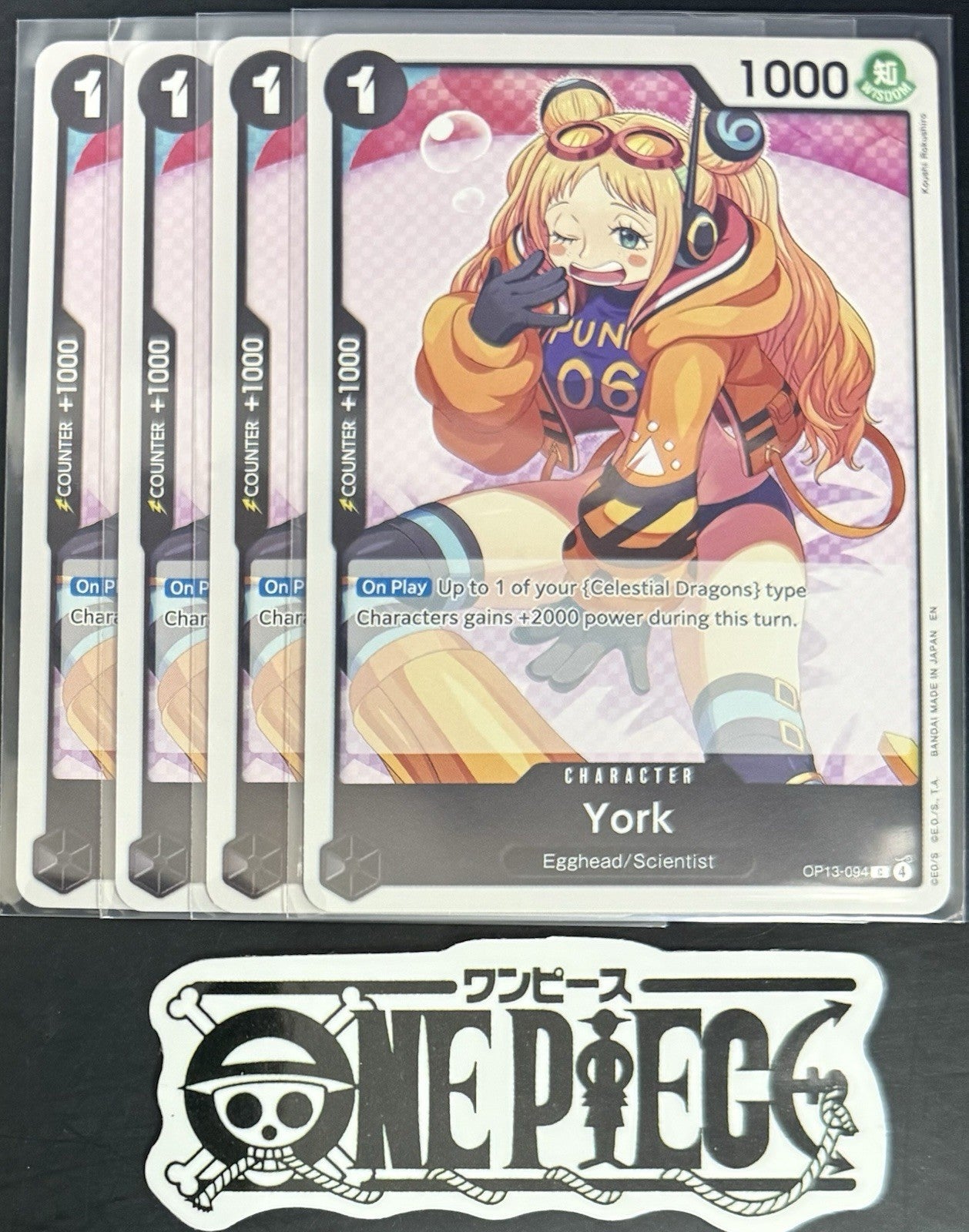 4x One Piece OP13-094 C York - ENG - Regular - Playset - TCG - NM/M