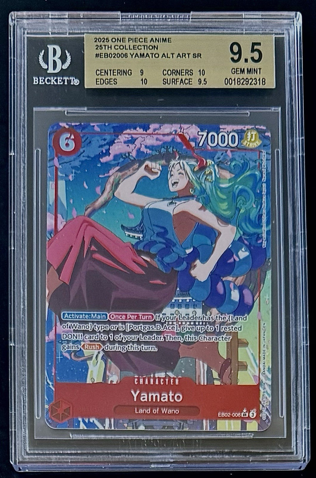 BGS 9.5 One Piece EB02-006 SR* Yamato Alt Art - English - 25th Collection-Graded