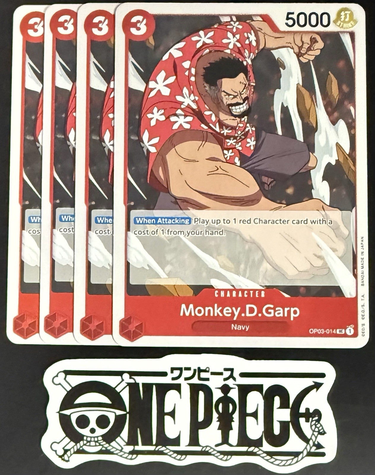 4x One Piece OP03-014 UC Monkey.D.Garp- English - Regular - Playset - TCG - NM/M
