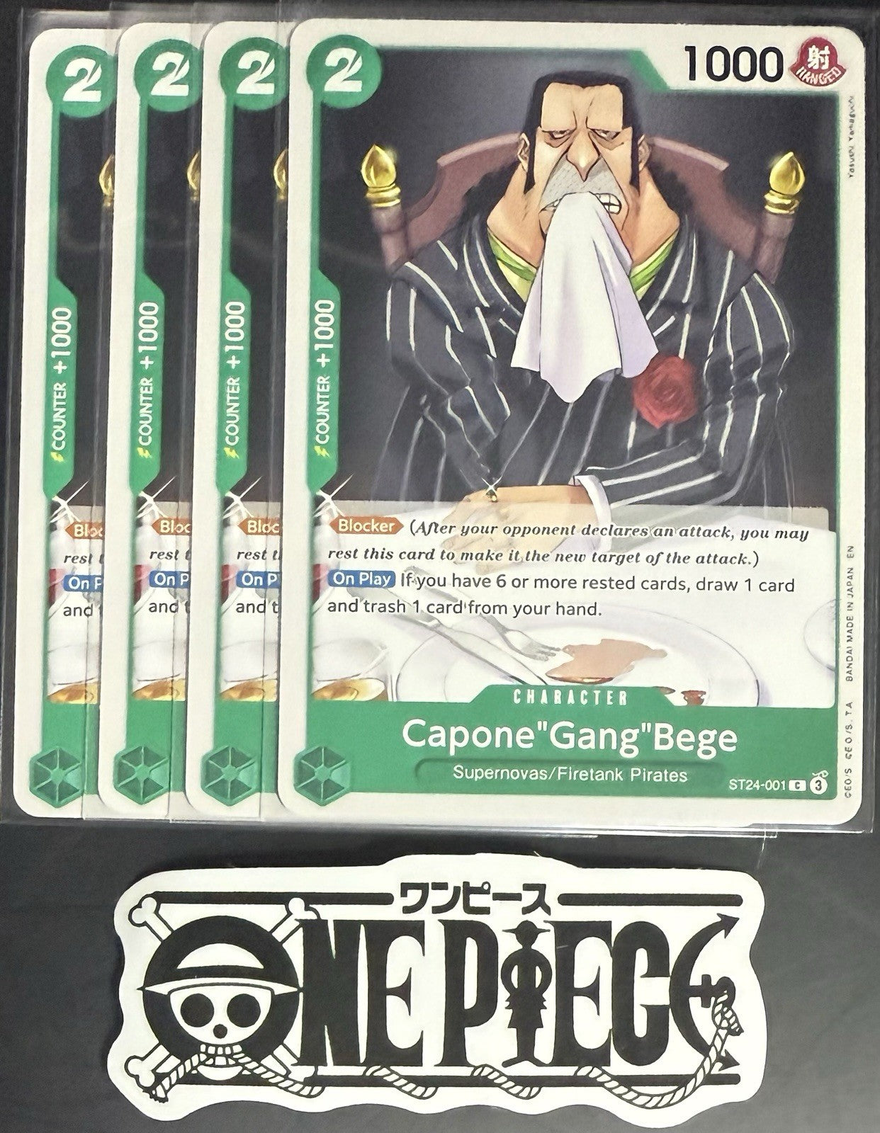 4x One Piece ST24-001 C Capone"Gang"Bege - English - Regular - Playset -TCG-NM/M