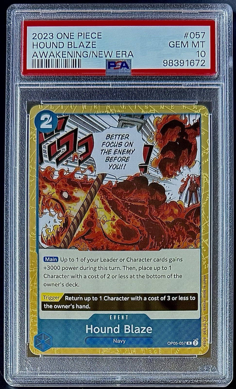 PSA 10 One Piece OP05-057 R Hound Blaze - EN - Awakening of the New Era