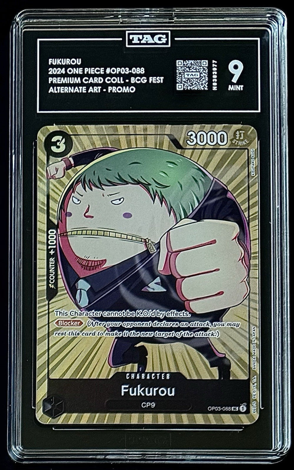 TAG 9 One Piece OP03-088 UC Fukurou - ENG - Foil - 23-24 Collection - Graded