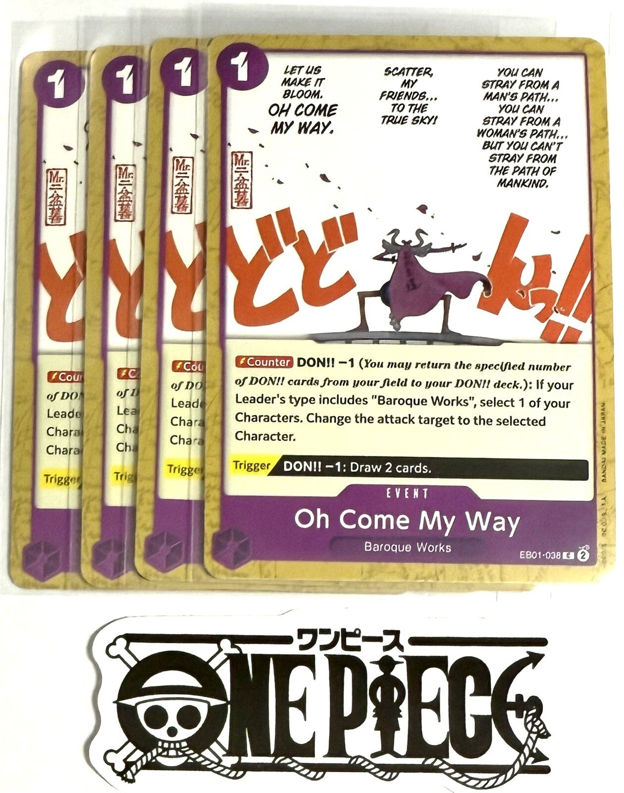 4x One Piece EB01-038 C Oh Come My Way - ENG - Regular - Play Set - TCG - NM