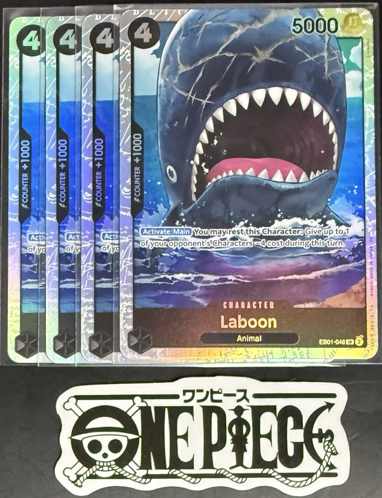 4x One Piece EB01-048 SR - Laboon - EN - Foil - Playset - TCG - NM/M
