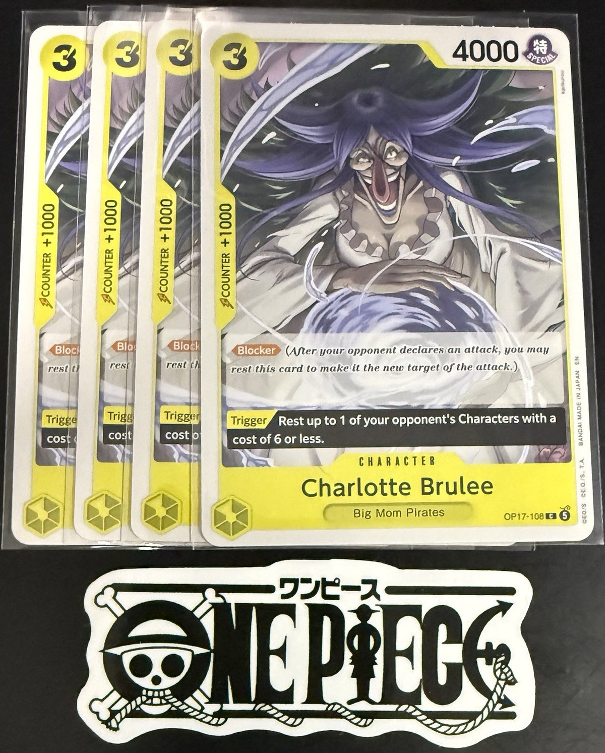 4x One Piece OP17-108 C - Charlotte Brulee - EN - Regular - Play Set - TCG -NM/M