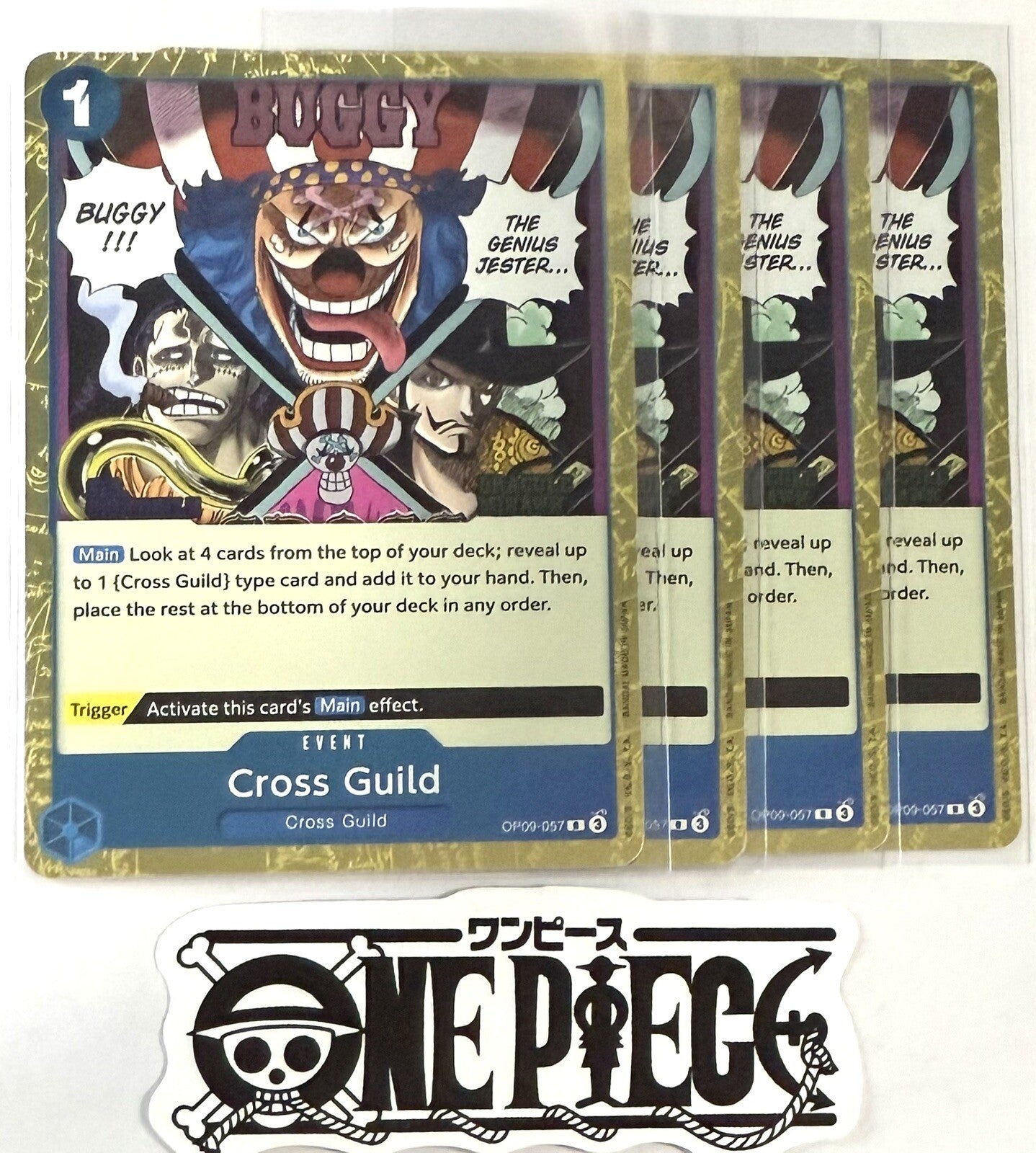4x One Piece OP09-057 R Cross Guild - Foil - English - TCG - Mint