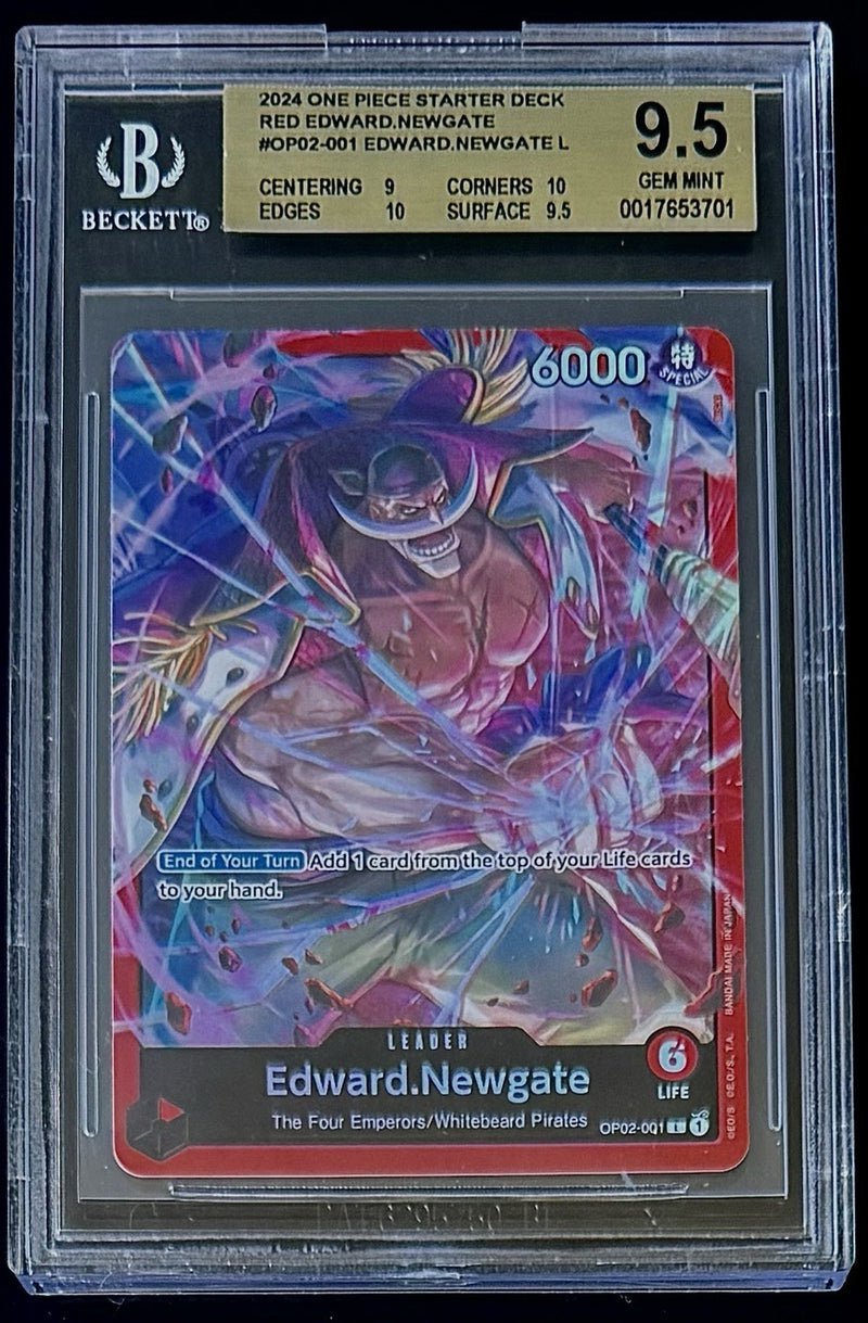 BGS 9.5 One Piece OP02-001 L - Edward.Newgate - EN - Foil - Red Edward.Newgate