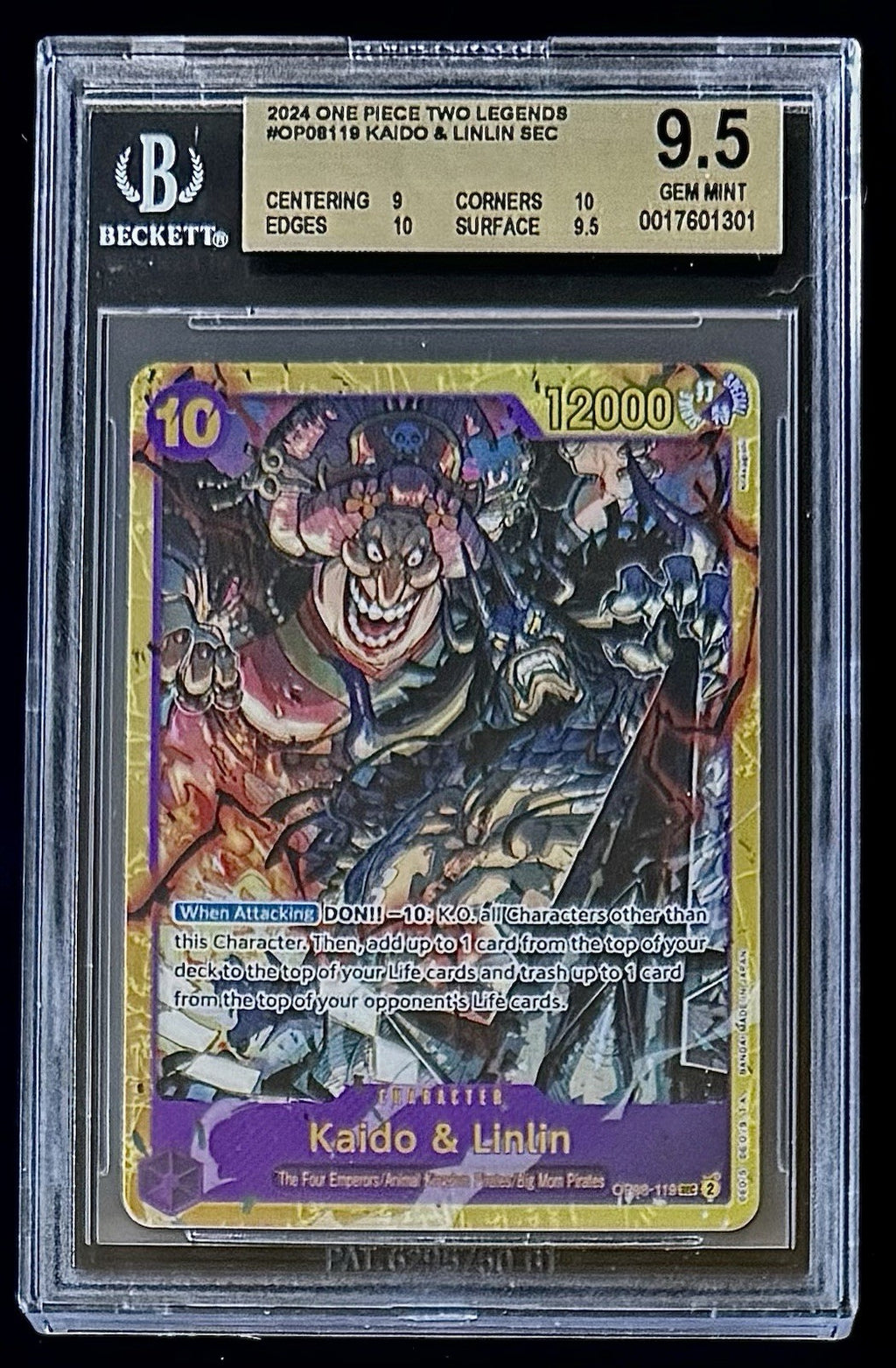 BGS 9.5 One Piece OP08-119 SEC Kaido & Linlin - English - Two Legends - Foil