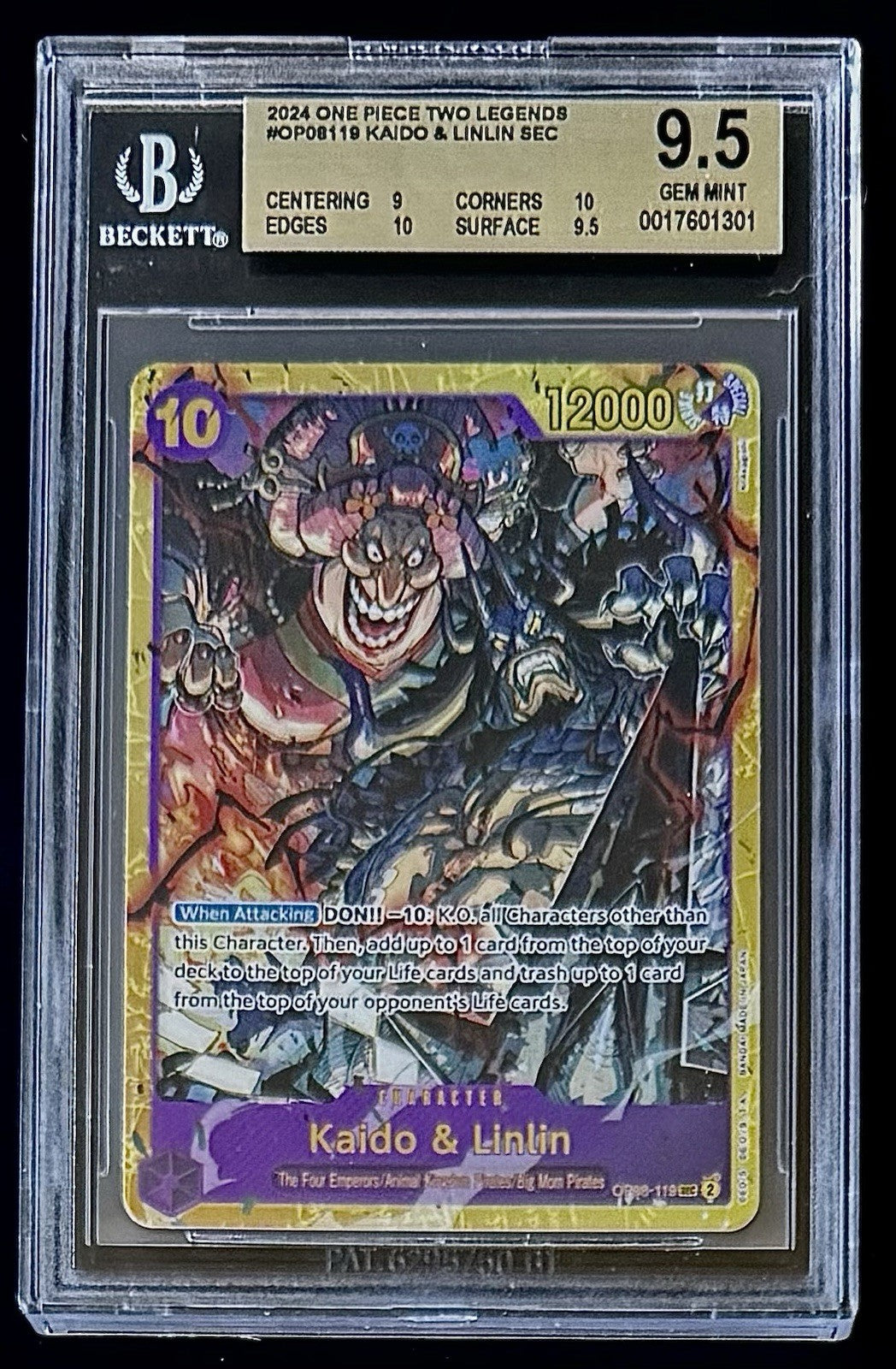 BGS 9.5 One Piece OP08-119 SEC Kaido & Linlin - English - Two Legends - Foil