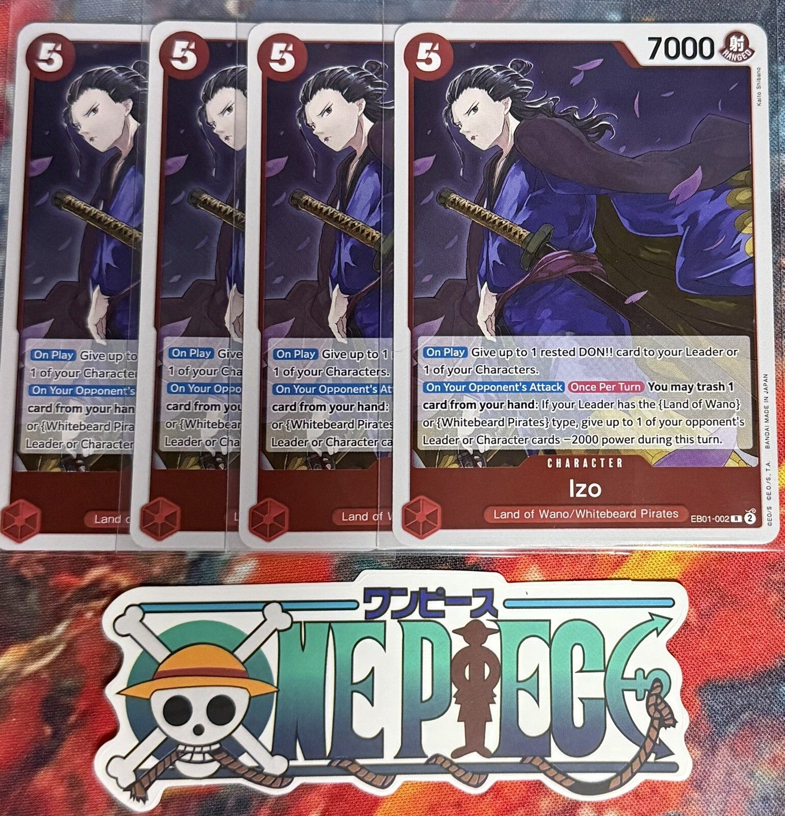 4x One Piece EB01-002 R Izo - ENG - Foil - Playset - TCG - NM/M