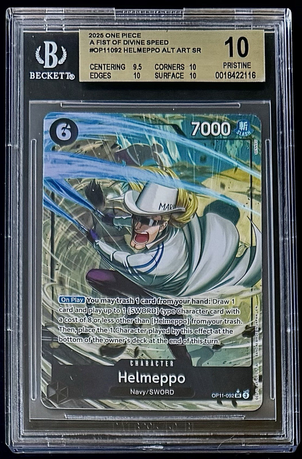 BGS 10 One Piece OP11-092 SR* Helmeppo Alt Art - English - Foil - Graded