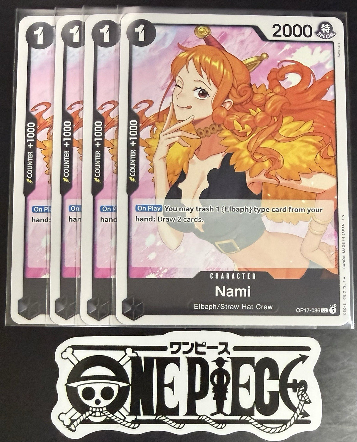 4x One Piece OP17-086 UC - Nami - EN - Regular - Play Set - TCG - NM/M
