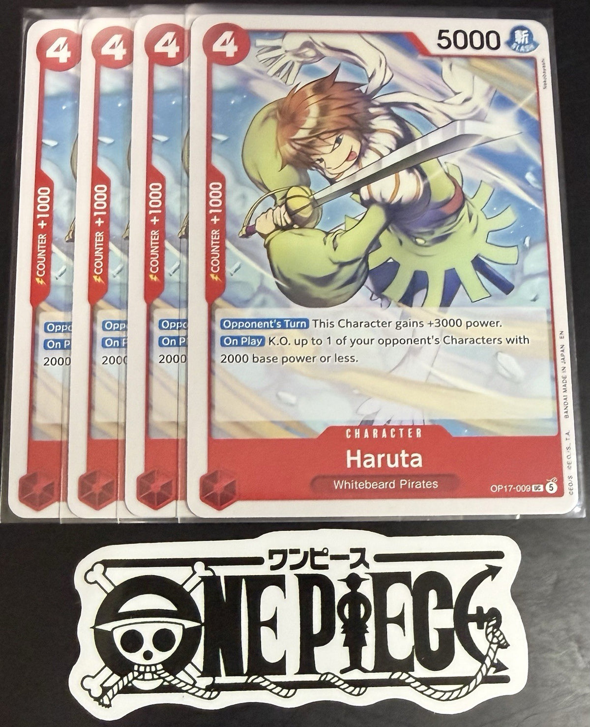 4x One Piece OP17-009 UC - Haruta - EN - Regular - Play Set - TCG - NM/M