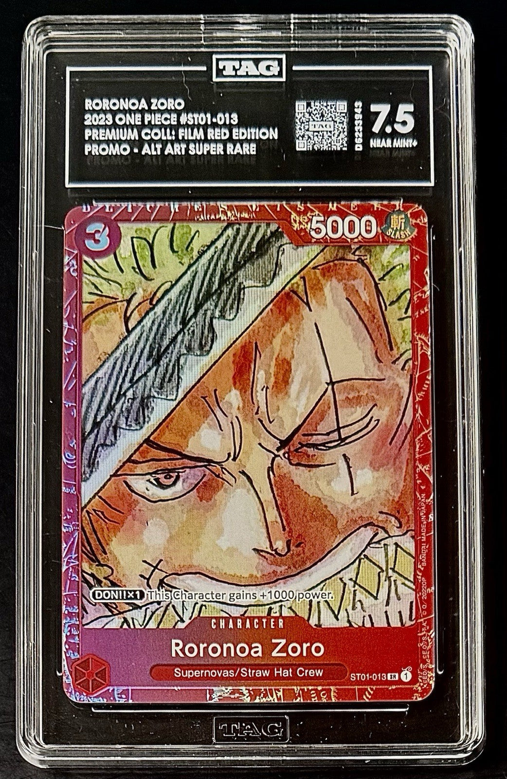 TAG 7.5 One Piece ST01-013 SR - Roronoa Zoro - Alt Art - EN - Foil - Film Red