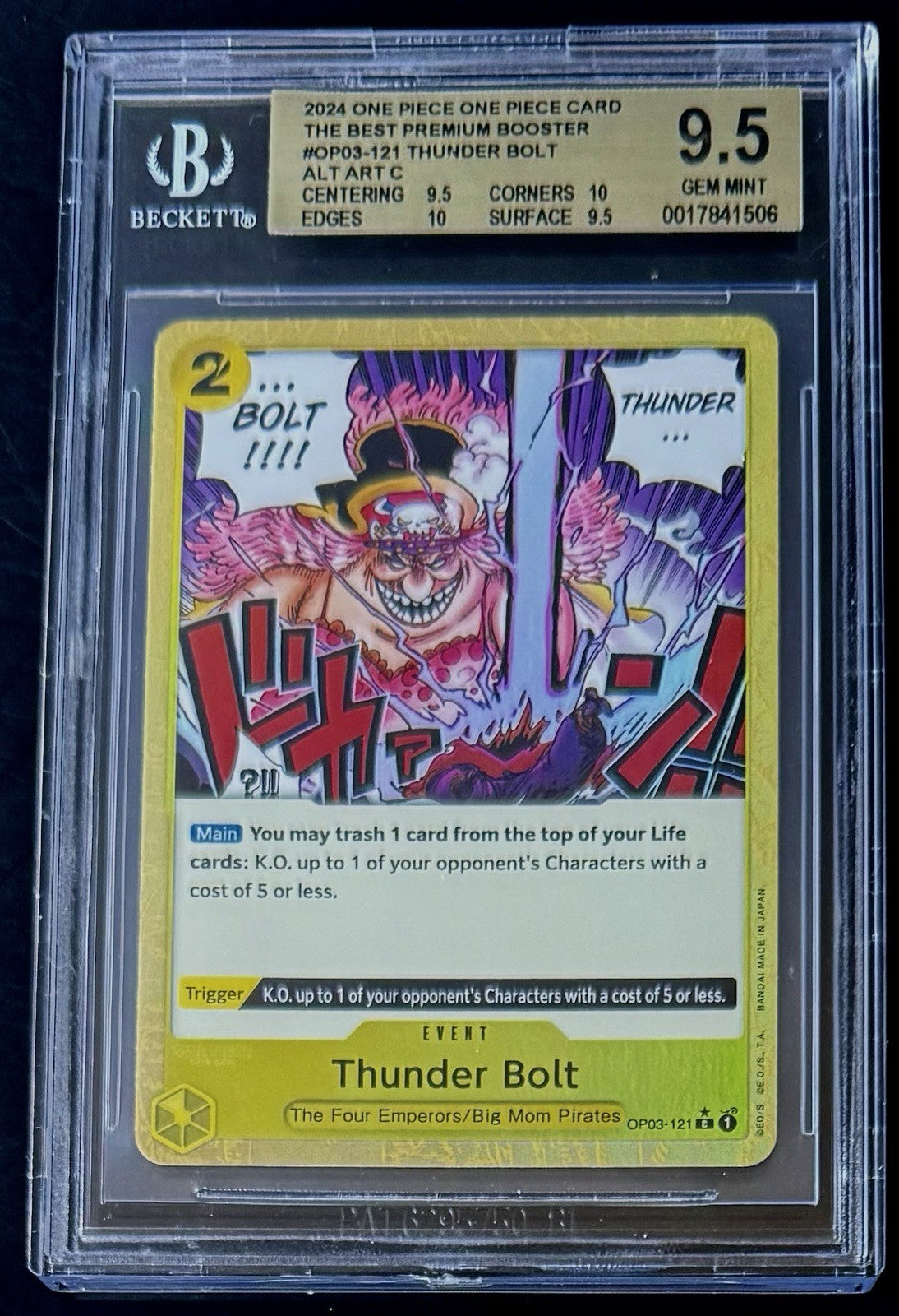 BGS 9.5 One Piece OP03-121 C* Thunder Bolt Alt Art - English - PRB01 - Graded