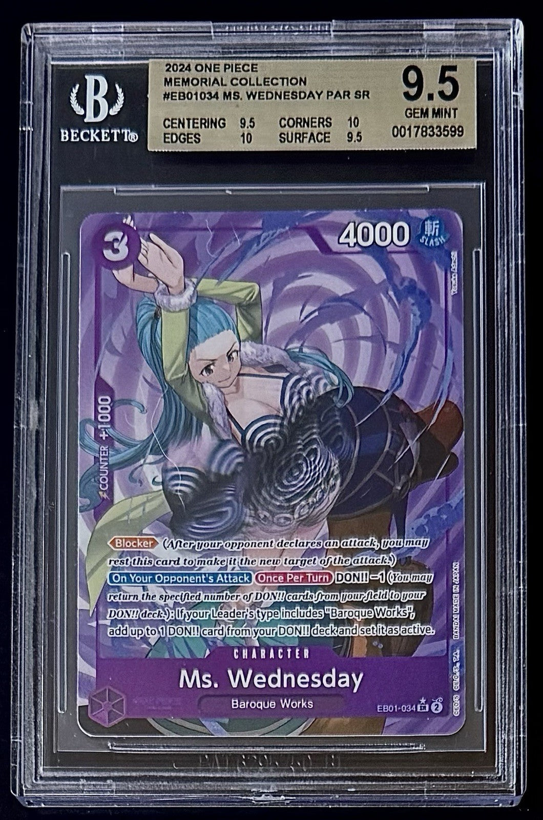 BGS 9.5 One Piece EB01-034 SR* Ms. Wednesday Parallel - English - Mem Collection