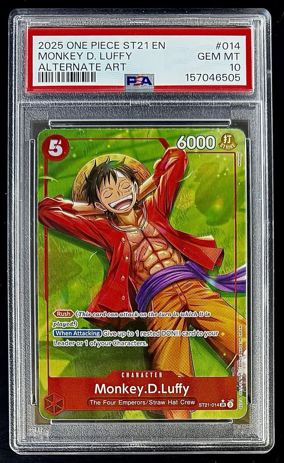 PSA 10 One Piece ST21-014 SR* - Monkey.D.Luffy - Alt Art - EN - Foil - EX Gear 5