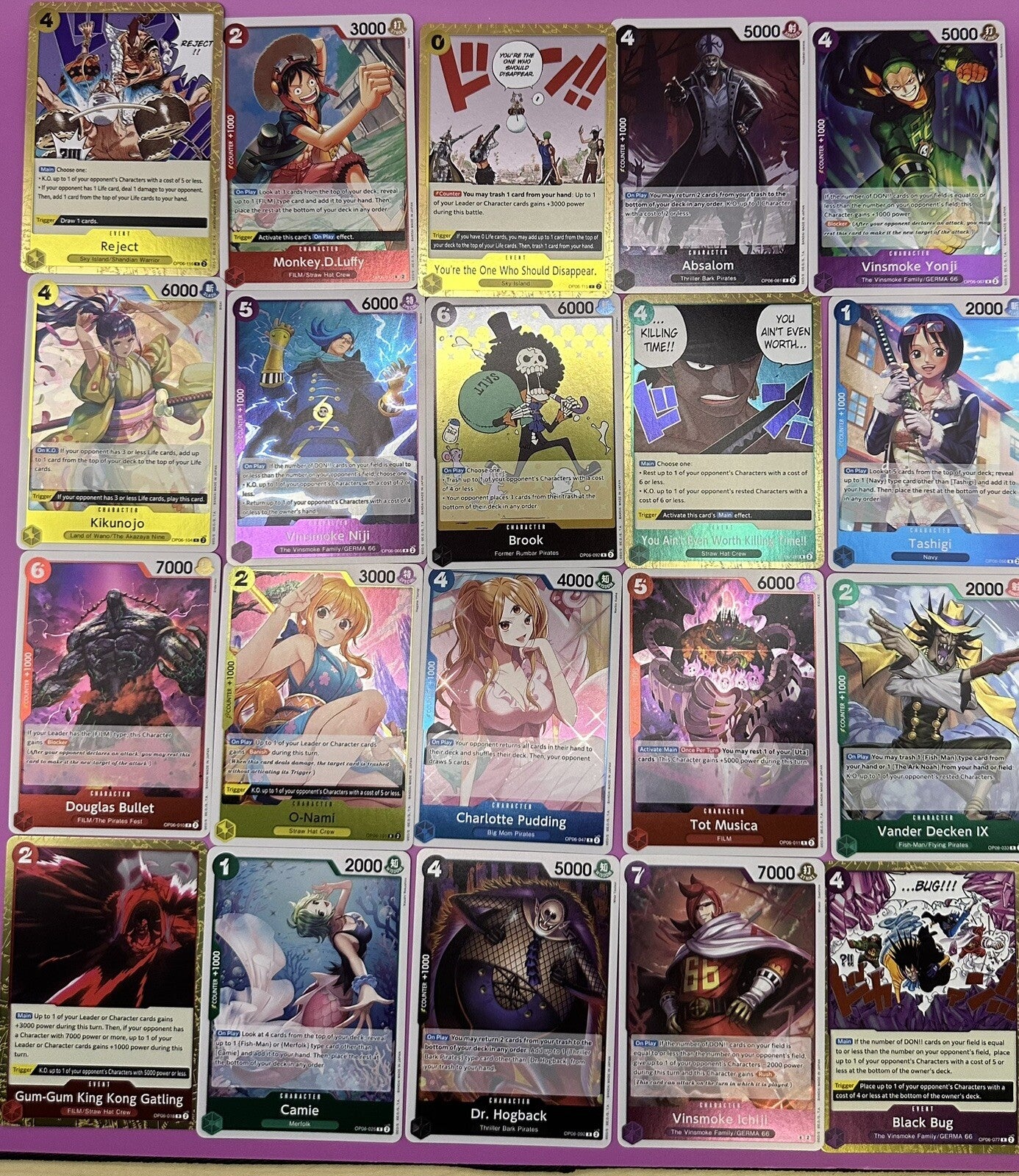 One Piece TCG - 50 Bulk Lot Mixed Cards. No Doubles - C & UC  ENG - NM/M