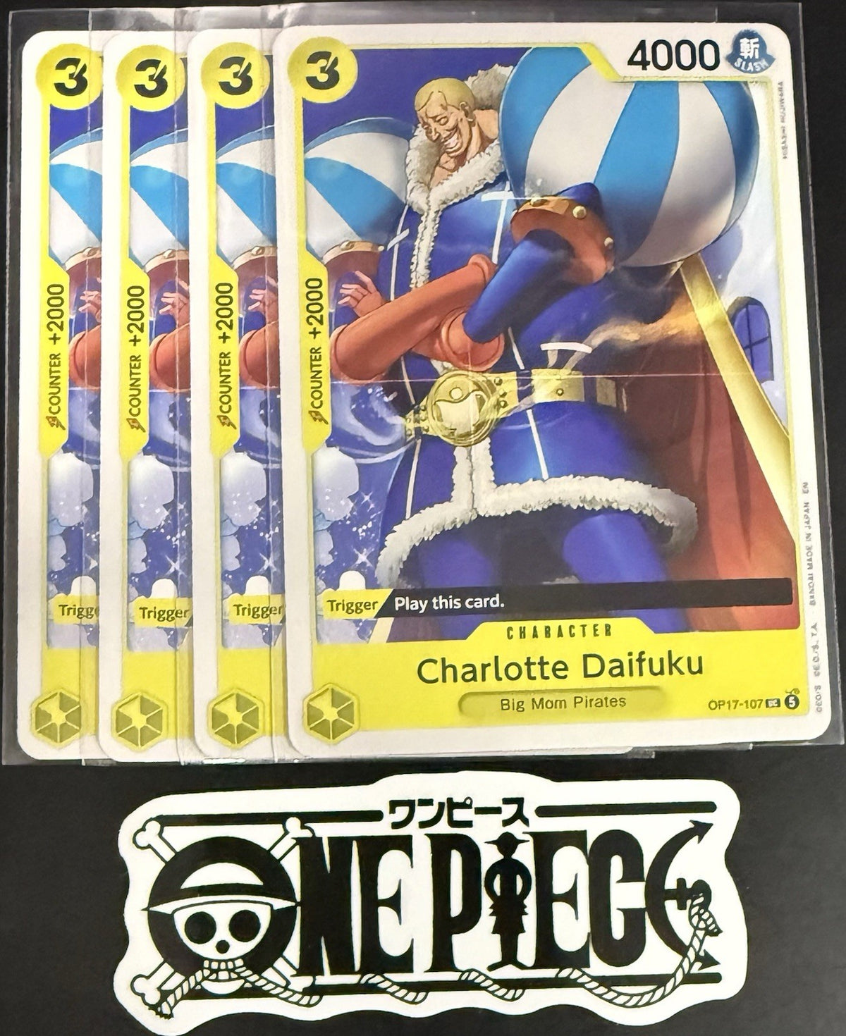 4x One Piece OP17-107 UC - Charlotte Daifuku - EN - Regular - Play Set - NM/M