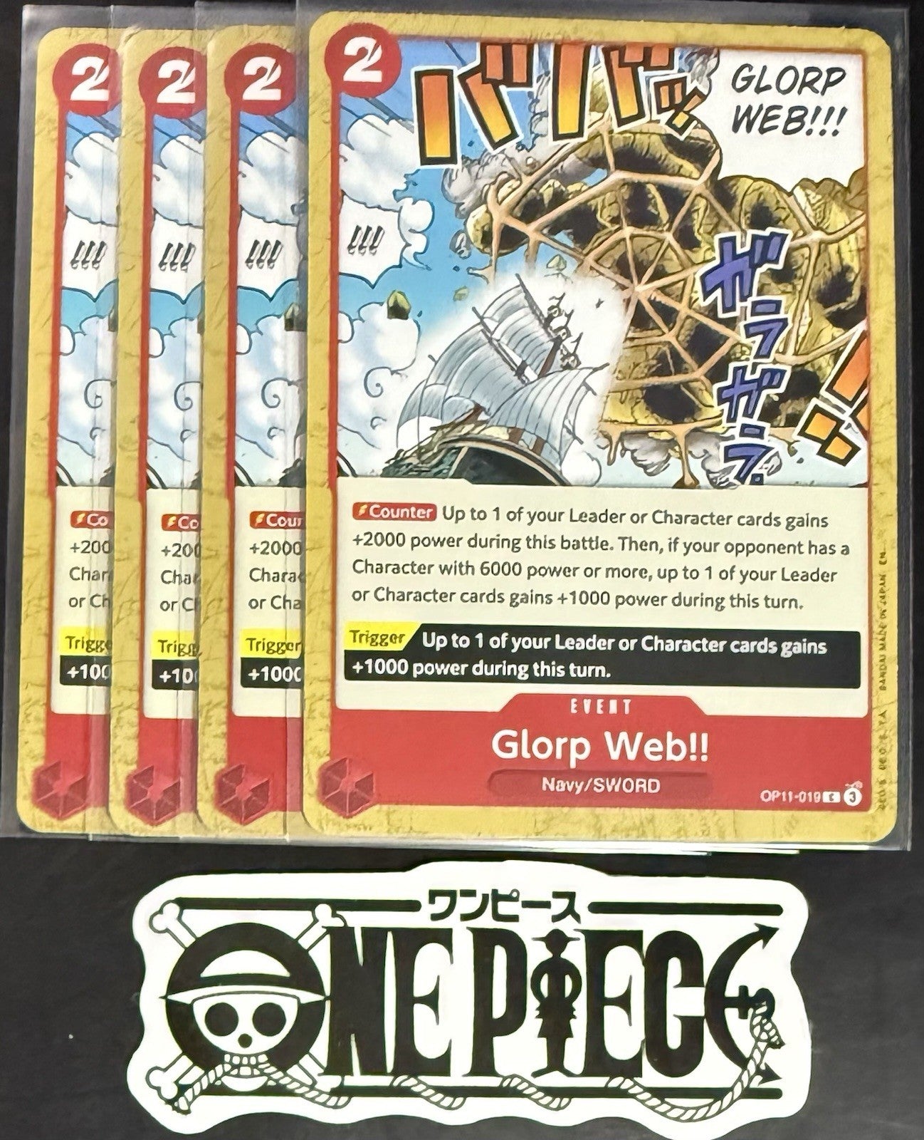 4 x One Piece OP11-019 C Glorp Web!! - ENG - Regular - Playset - TCG - NM/M