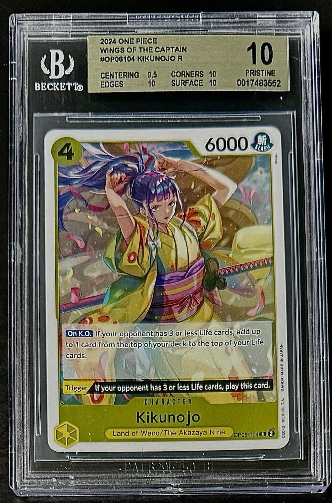 BGS 10 One Piece OP06-104 R Kikunojo - English - Wings of the Captain - Graded