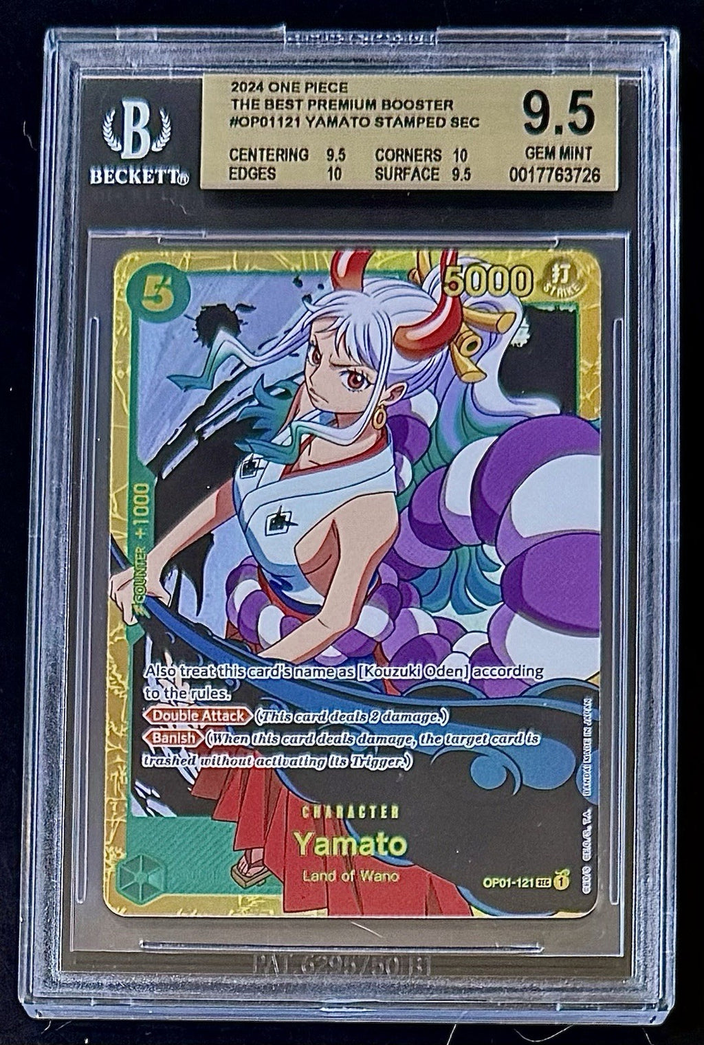 BGS 9.5 One Piece OP01-121 SEC - Yamato - English - Foil - PRB01 - Graded