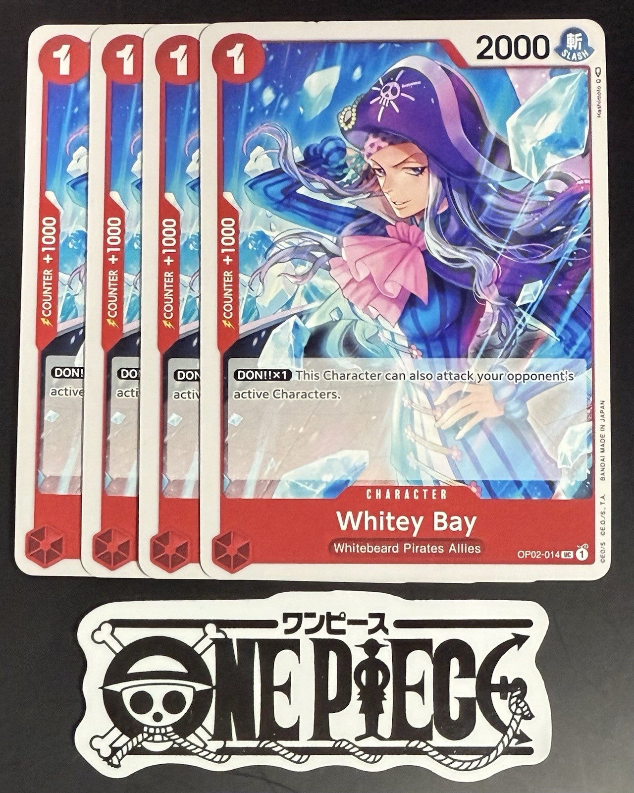 4x One Piece OP02-014 UC Whitey Bay - English - Playset - Regular - TCG - NM/M