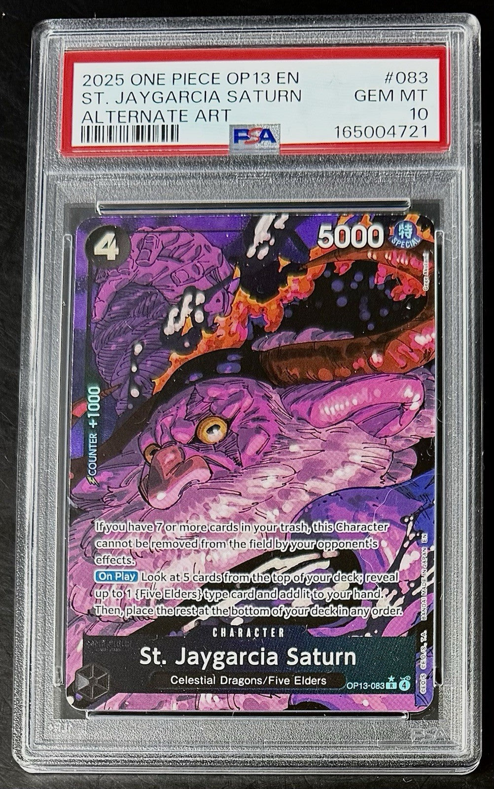 PSA 10 One Piece OP13-083 R* - St. Jaygarcia Saturn - EN - Carrying on His Will
