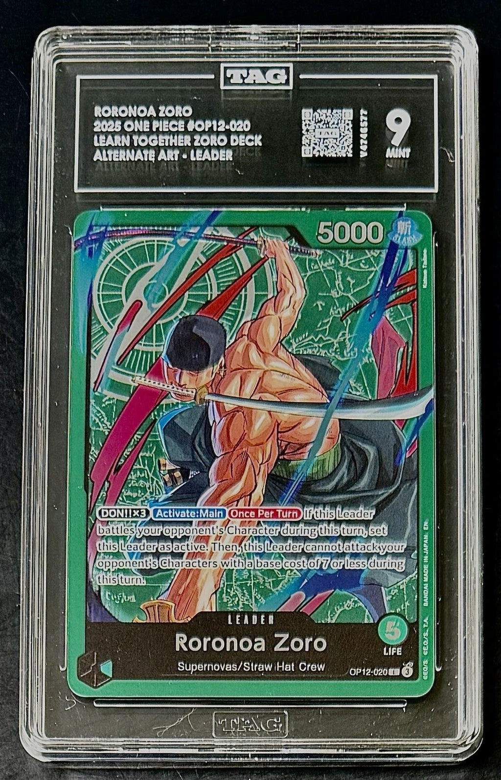 TAG 9 One Piece OP12-020 L - Roronoa Zoro - Alt Art - EN - LD-01 Learn Together