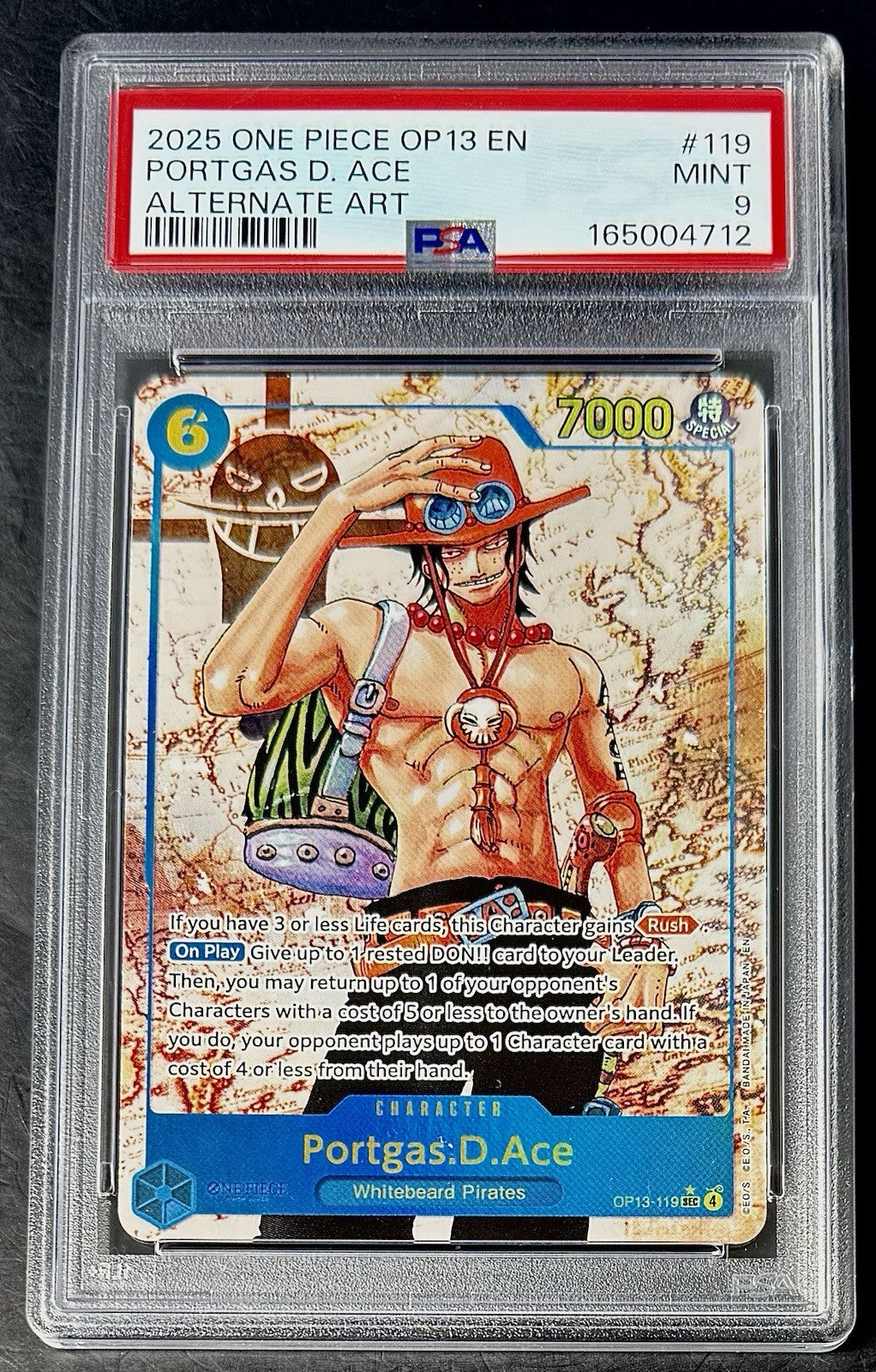 PSA 9 One Piece OP13-119 SEC* - Portgas.D.Ace - AA - EN - Carrying on His Will