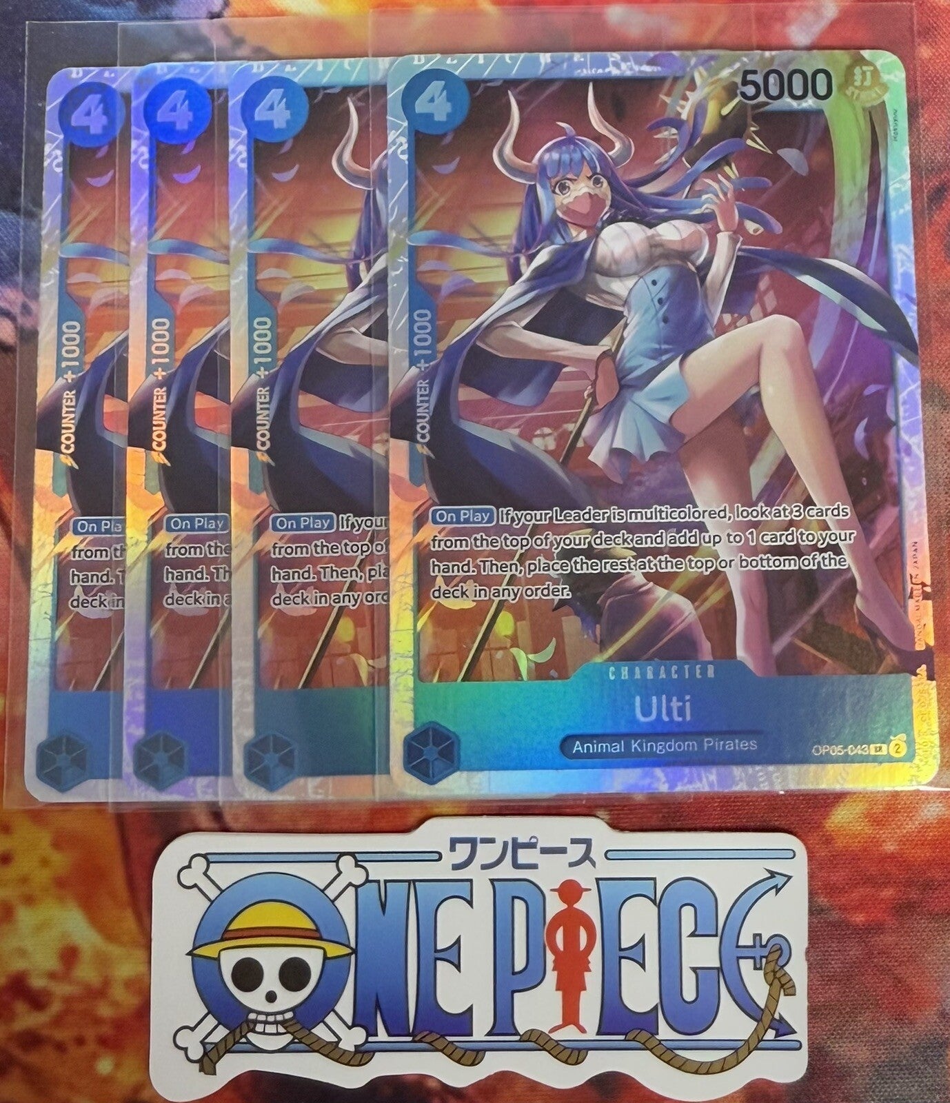 4x One Piece OP05-043 SR - Ulti - Foil - EN - TCG - Play Set - NM/M
