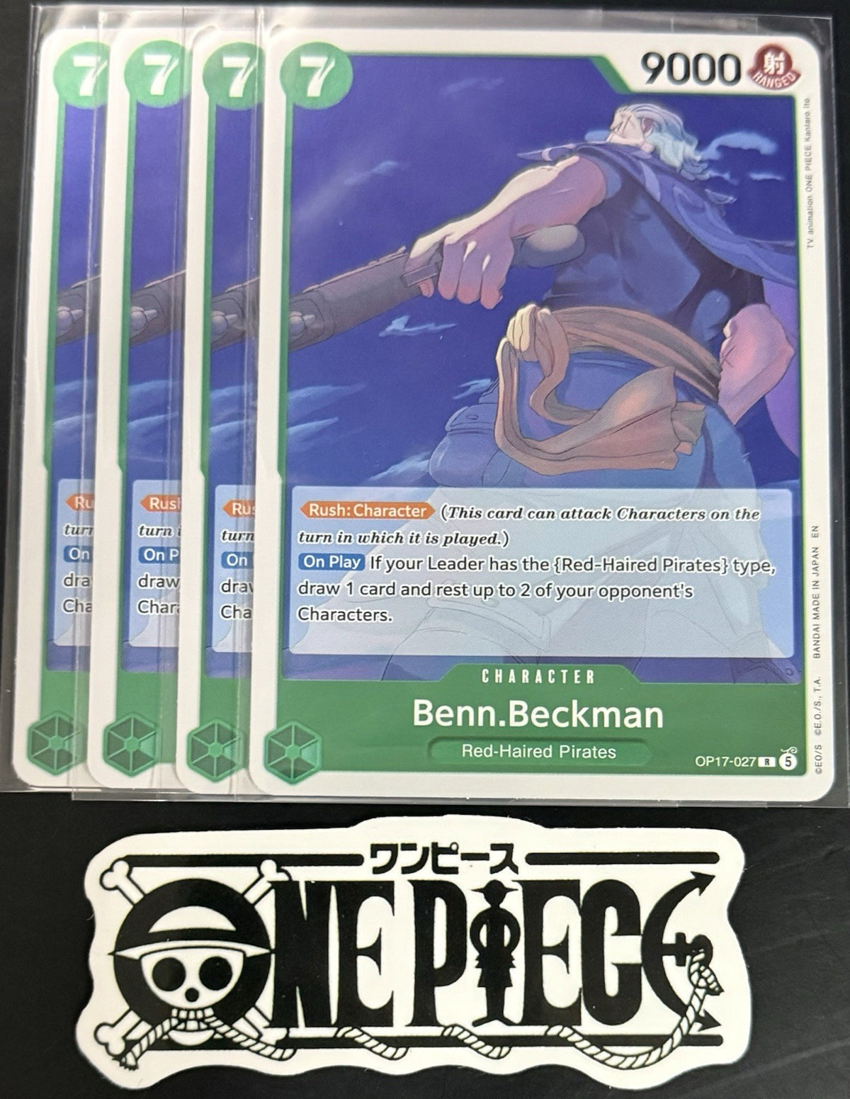 4x One Piece OP17-027 R - Benn.Beckman - EN - Foil - Play Set - TCG - NM/M