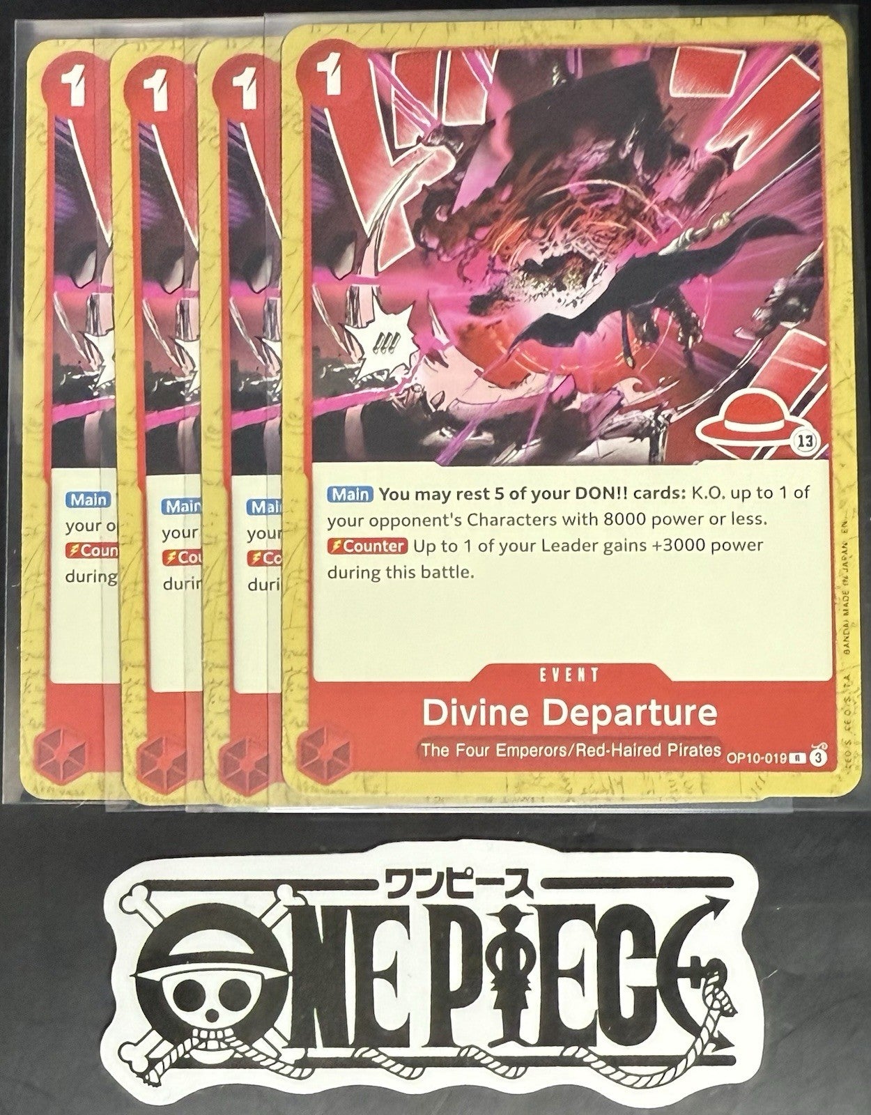 4x One Piece OP10-019 R Divine Departure - EN - Regular - Play Set - LD01 - NM/M