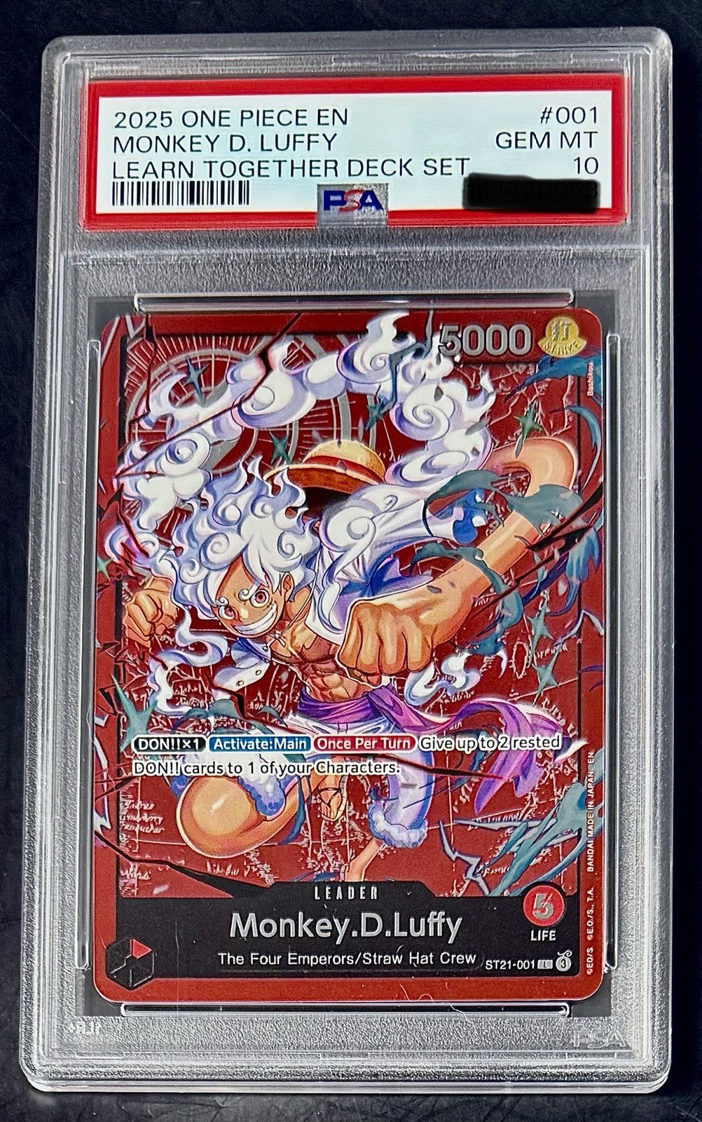 PSA 10 One Piece ST21-001 L - Monkey.D.Luffy - EN - Foil - LD01 - Learn Together