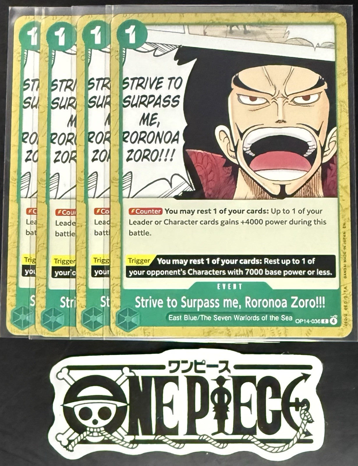4x One Piece OP14-036 C Strive to Surpass me, - ENG - Regular - Playset - NM/M