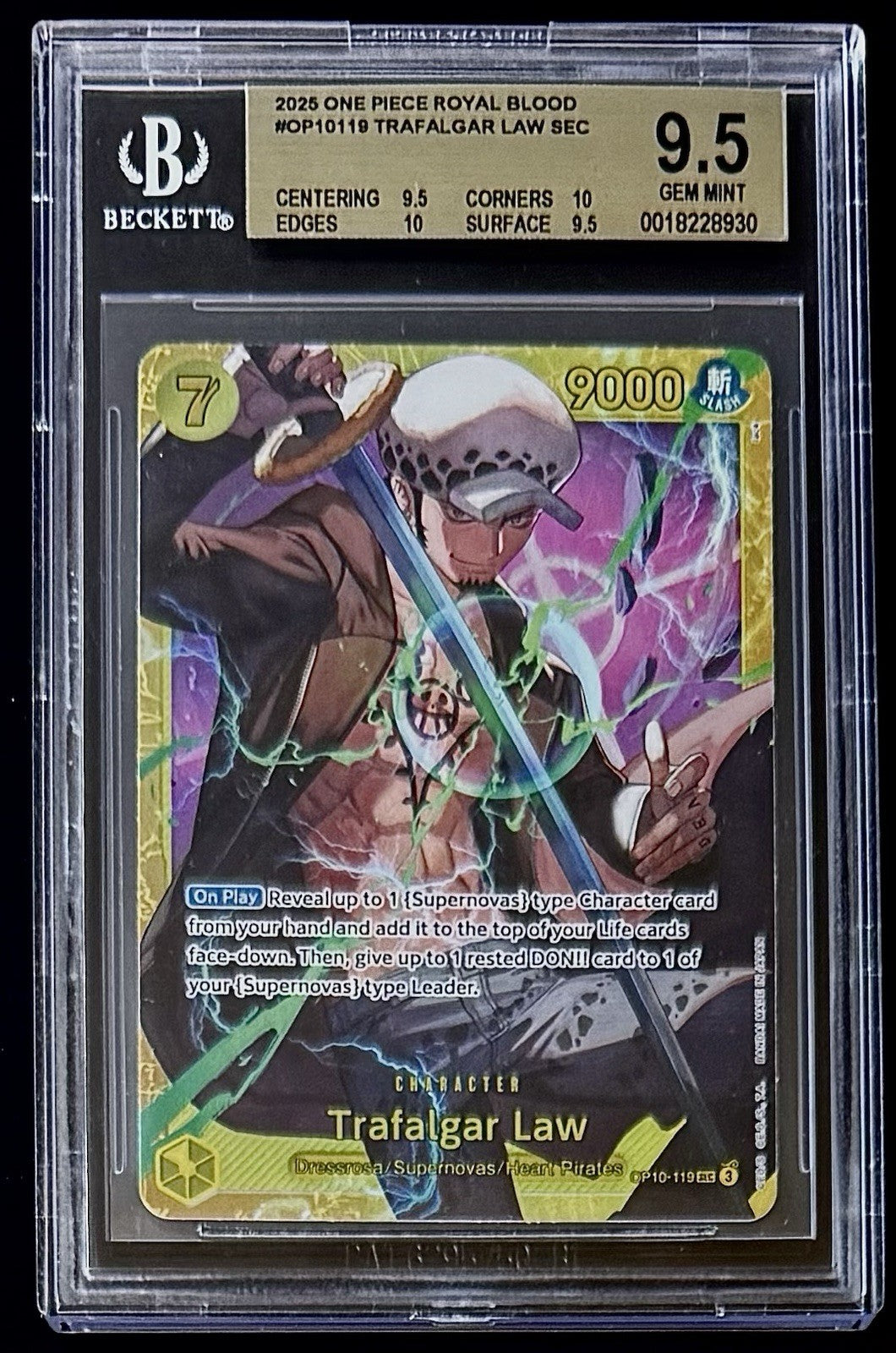 BGS 9.5 One Piece OP10-119 SEC - Trafalgar Law - EN - Royal Blood - Graded