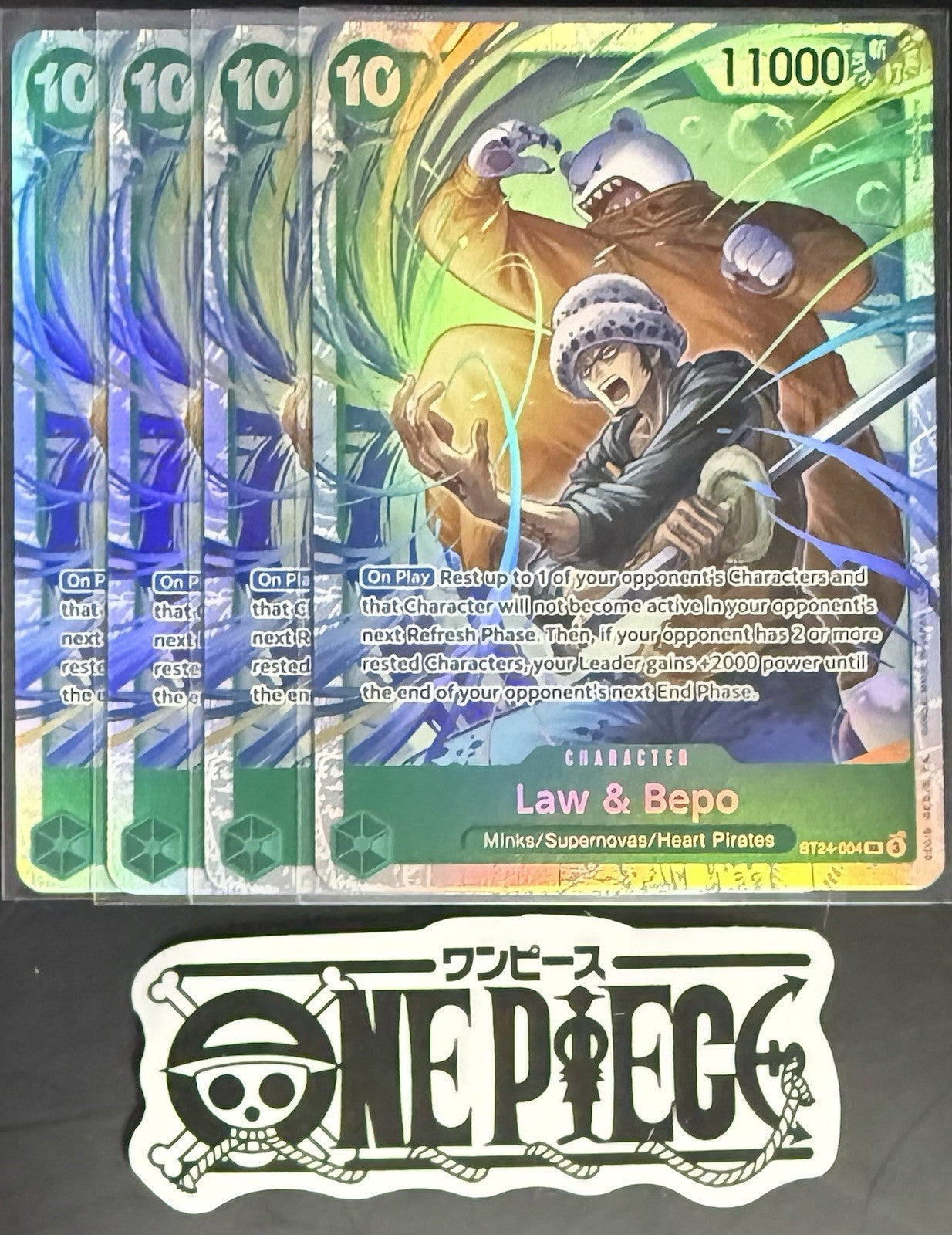 4x One Piece ST24-004 SR - Law & Bepo - EN - Foil - Play Set - TCG - NM/M