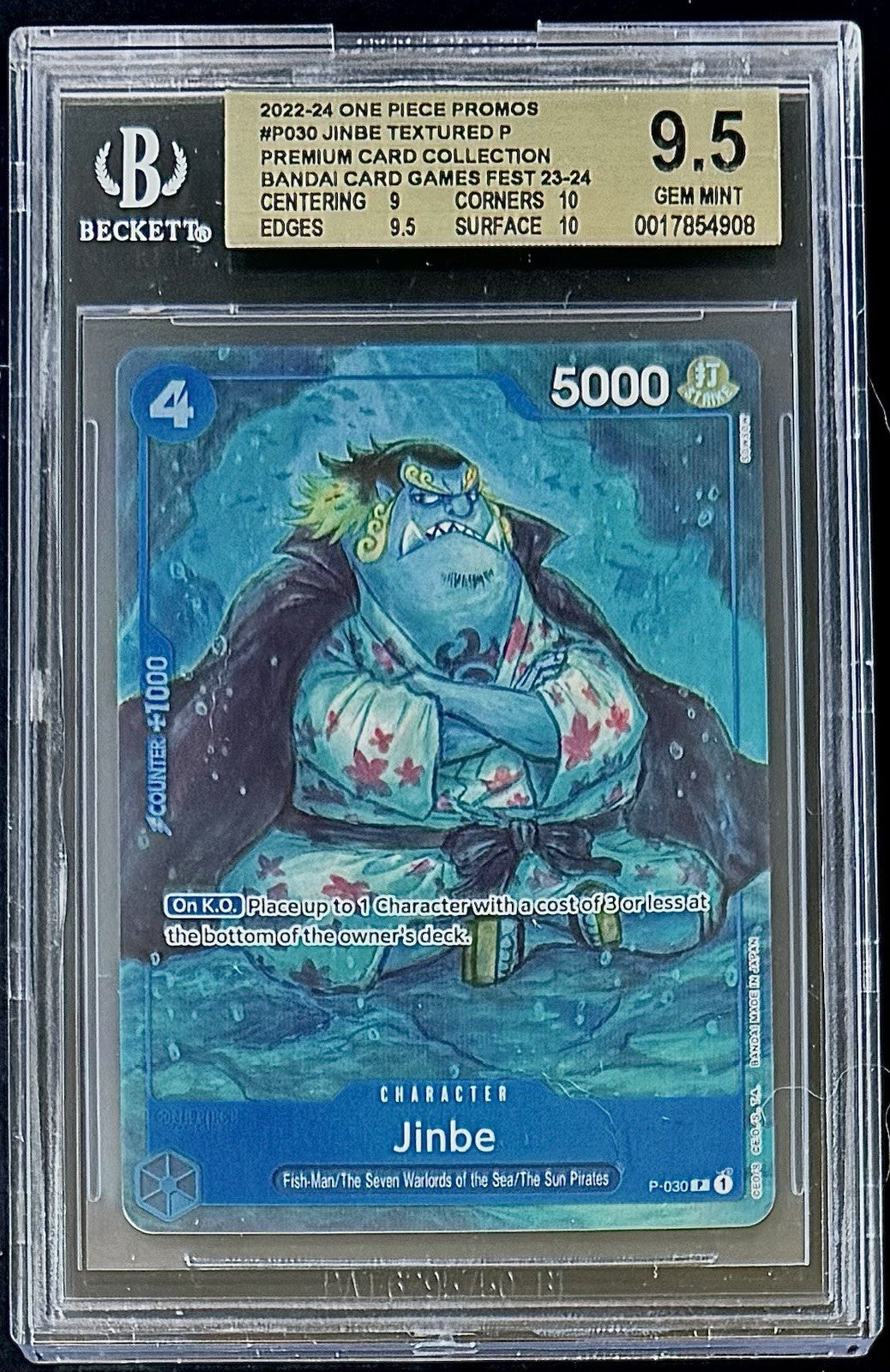 BGS 9.5 One Piece P-030 P Jinbe - English - Premium Card Collection - Graded