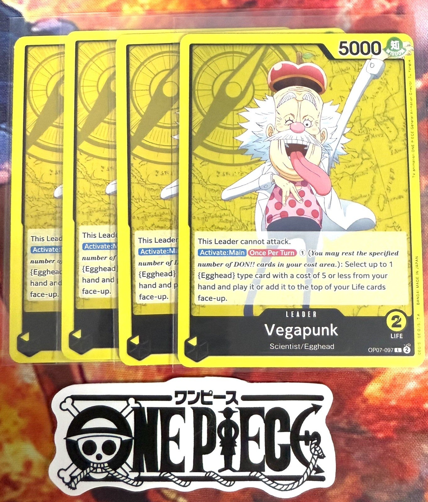 4x One Piece OP07-097 Vegapunk - Leader - English - TCG - Mint