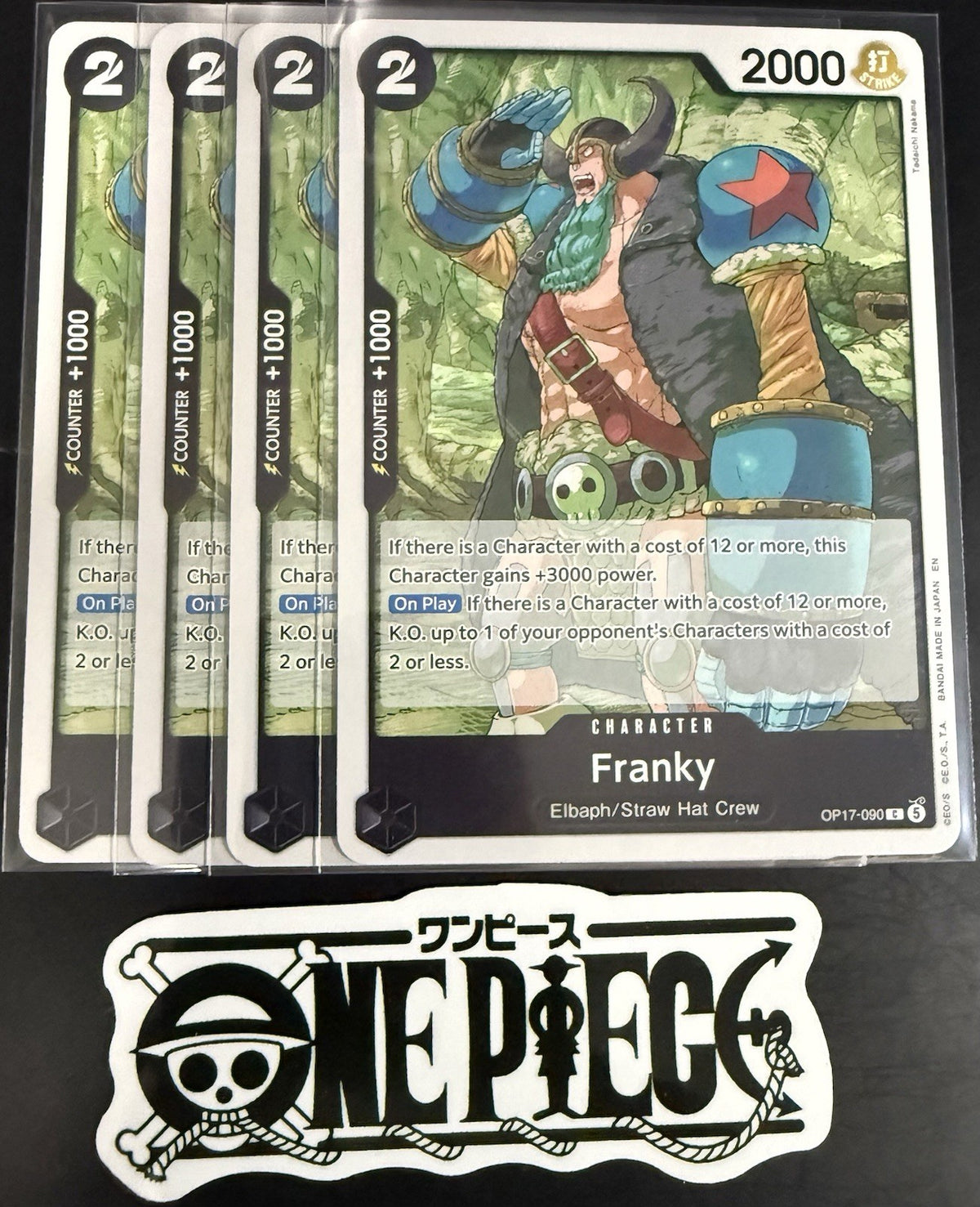 4x One Piece OP17-090 C - Franky - EN - Regular - Play Set - TCG - NM/M