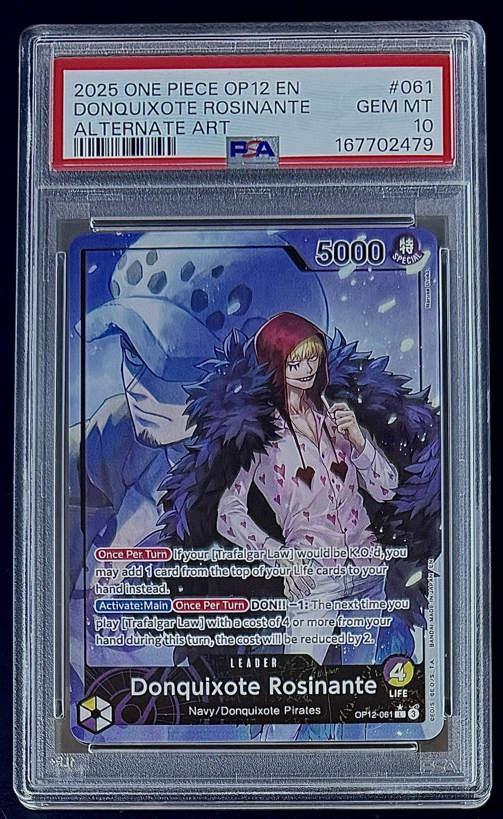 PSA 10 One Piece OP12-061 L* - Donquixote Rosinante - Alt Art - EN