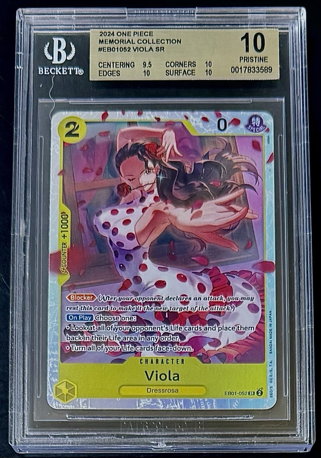 BGS 10 One Piece EB01-052 SR Viola - English - Memorial Collection - Graded